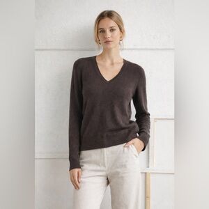 Cashmere brown V-Neck Long Sleeve Sweater
